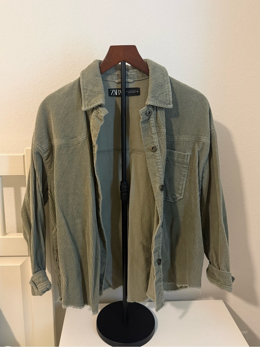 ZARA Olive Green Corduroy Shirt Jacket